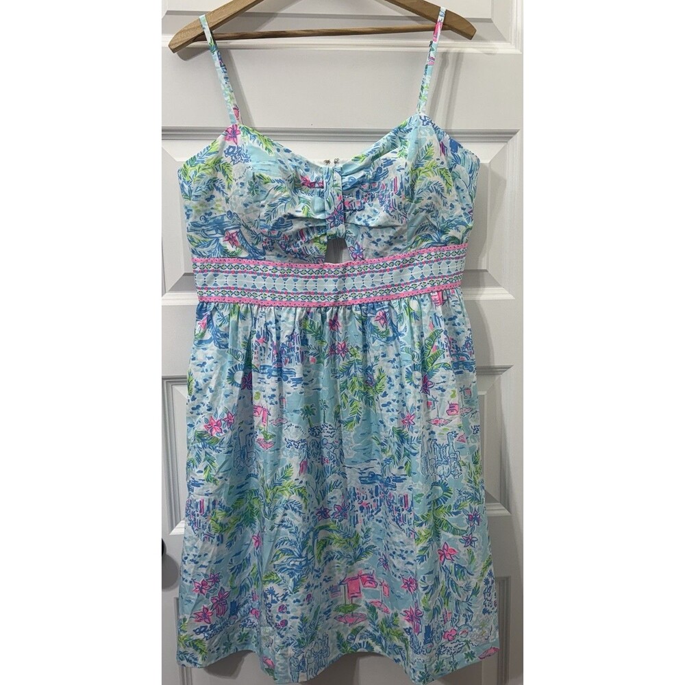 Lilly Pulitzer Katlynn Dress Size 14 What A Lovely Place Cotton Bow Coastal NWT